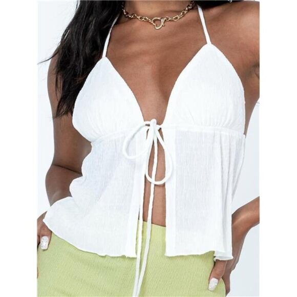 Halter Neck Cami with Tie Front Detail - Picture 6 of 16